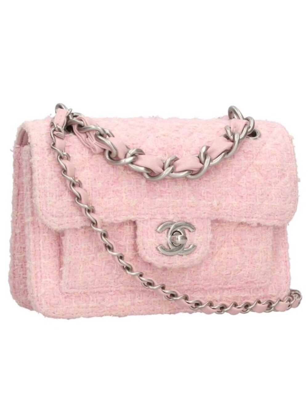 Chanel Mini Quilted Tweed Chain Shoulder Bag